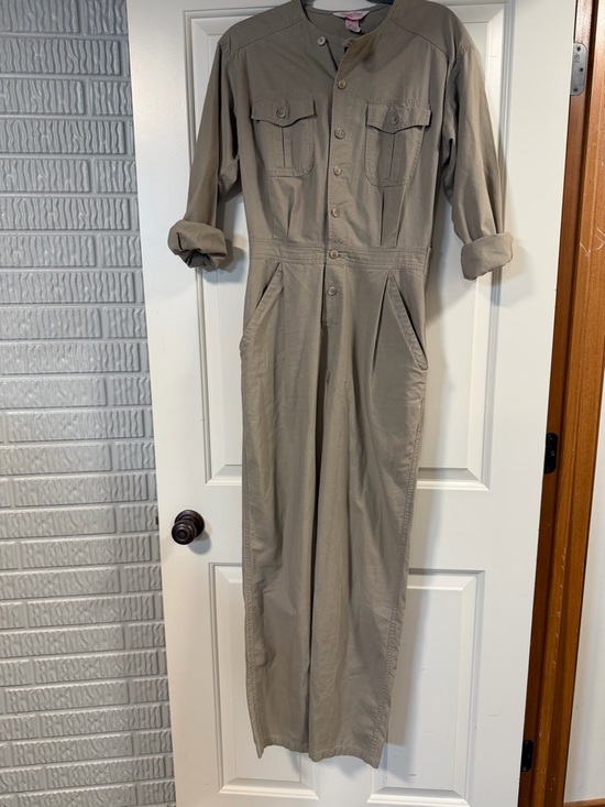 Carriage Court Pants - Vintage Carriage Court Sport Jumpsuit Tan Utility Button Front Small/Medium